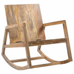 Rocking Chair Brown Real Leather and Solid Mango Wood