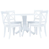 5 Piece Dining Set Solid Rubber Wood White