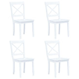 5 Piece Dining Set Solid Rubber Wood White - Front View