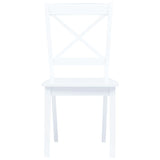 5 Piece Dining Set Solid Rubber Wood White - Top-Down View