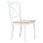 5 Piece Dining Set Solid Rubber Wood White and Brown