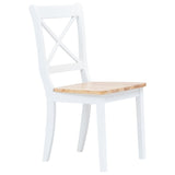 5 Piece Dining Set Solid Rubber Wood White and Brown - Side View