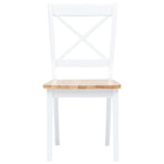 5 Piece Dining Set Solid Rubber Wood White and Brown