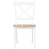 5 Piece Dining Set Solid Rubber Wood White and Brown - 45-Degree Angle
