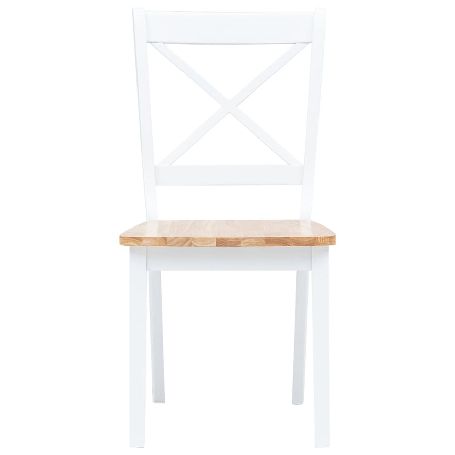 5 Piece Dining Set Solid Rubber Wood White and Brown