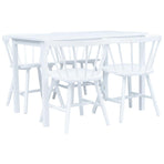 5 Piece Dining Set Solid Rubber Wood White