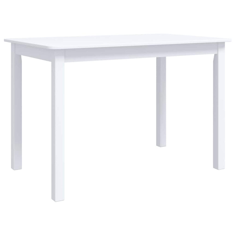 5 Piece Dining Set Solid Rubber Wood White