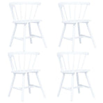 5 Piece Dining Set Solid Rubber Wood White