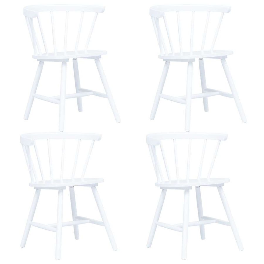 5 Piece Dining Set Solid Rubber Wood White
