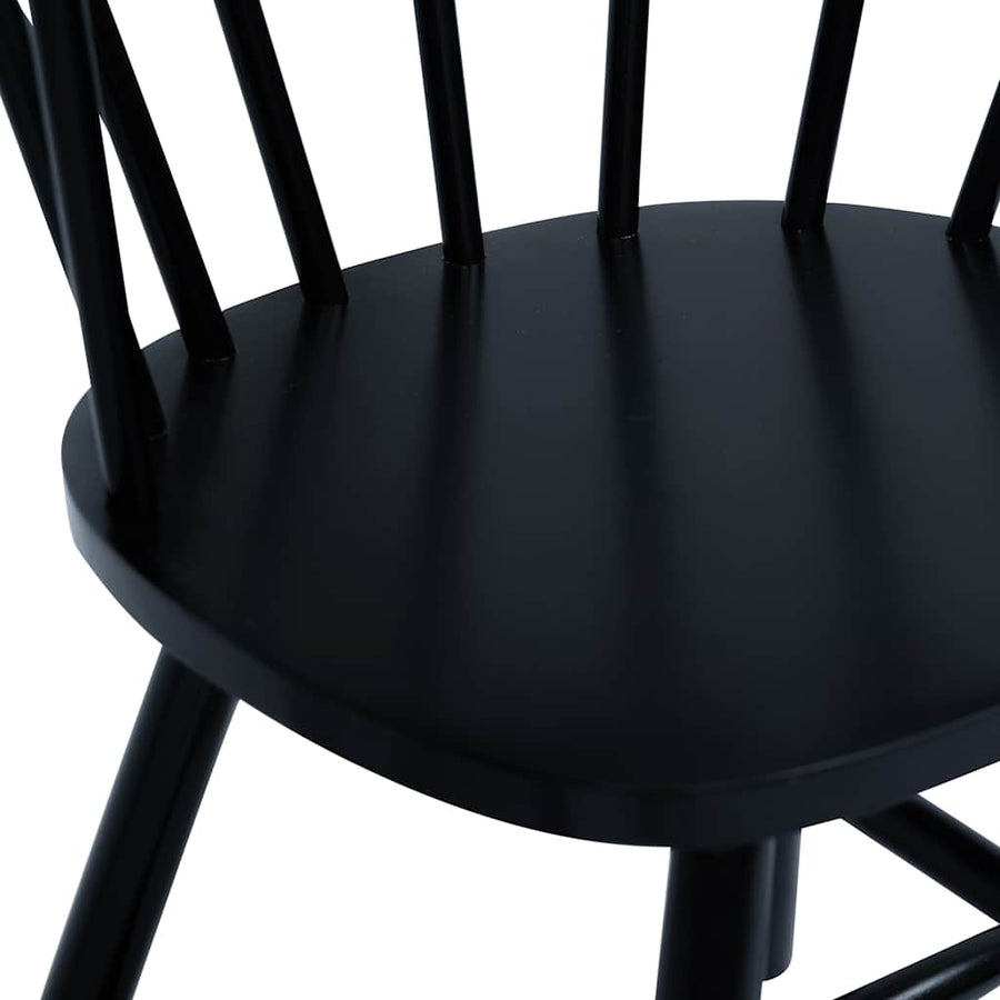 5 Piece Dining Set Solid Rubber Wood Black