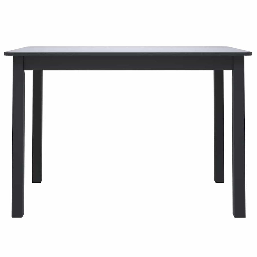 5 Piece Dining Set Solid Rubber Wood Black