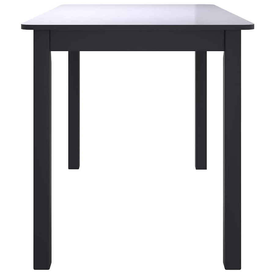 5 Piece Dining Set Solid Rubber Wood Black