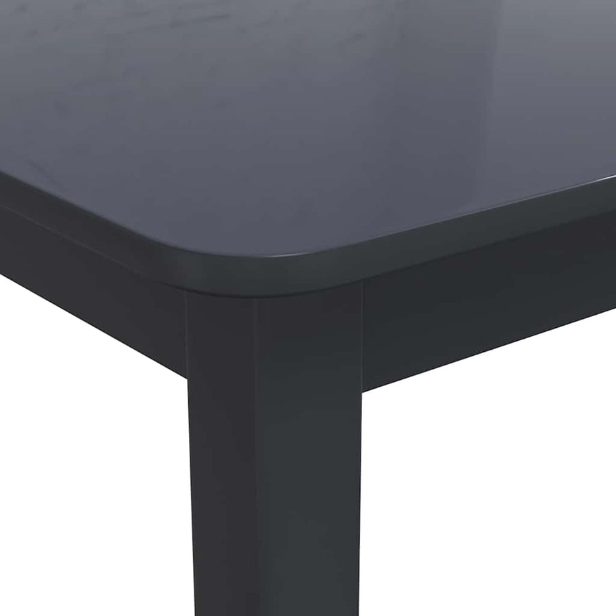 5 Piece Dining Set Solid Rubber Wood Black
