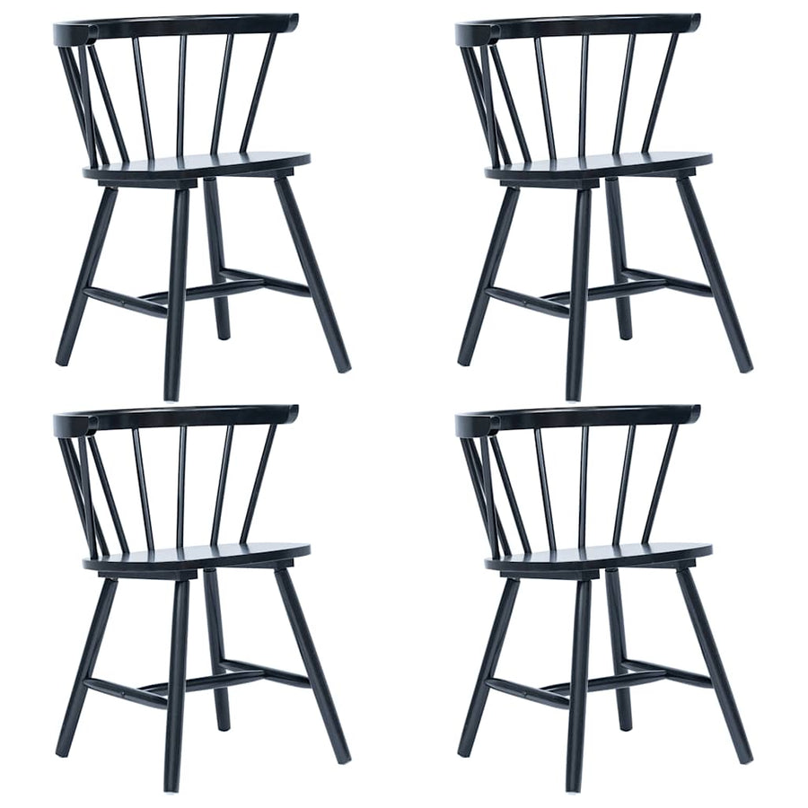 5 Piece Dining Set Solid Rubber Wood Black