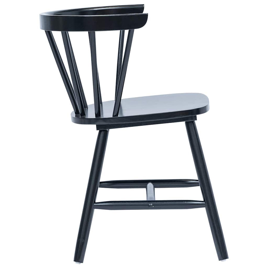 5 Piece Dining Set Solid Rubber Wood Black