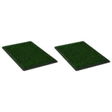 Pet Toilets 2 pcs with Tray & Faux Turf Green 76x51x3 cm WC - Front View