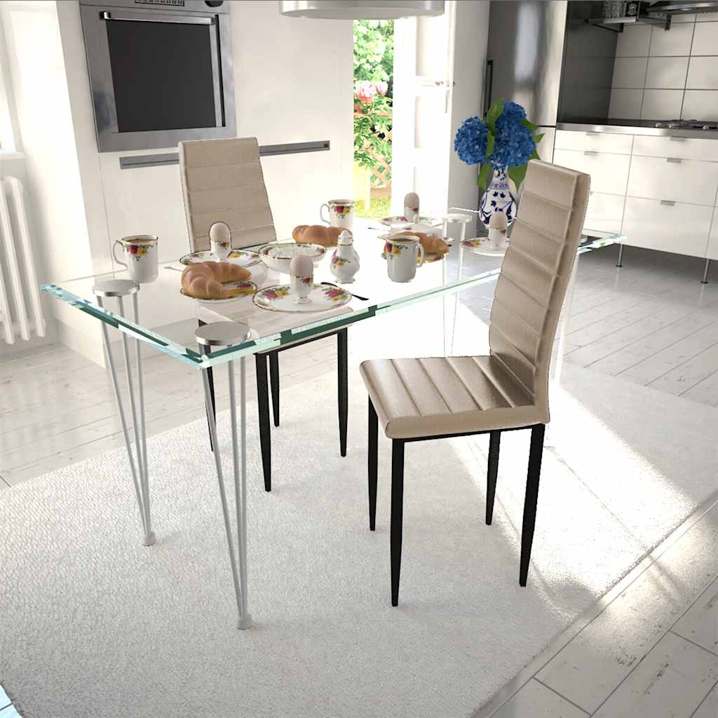 Dining Chairs 2 pcs Cappuccino Faux Leather