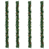 Christmas Garlands 4 pcs with Baubles Green 270 cm PVC