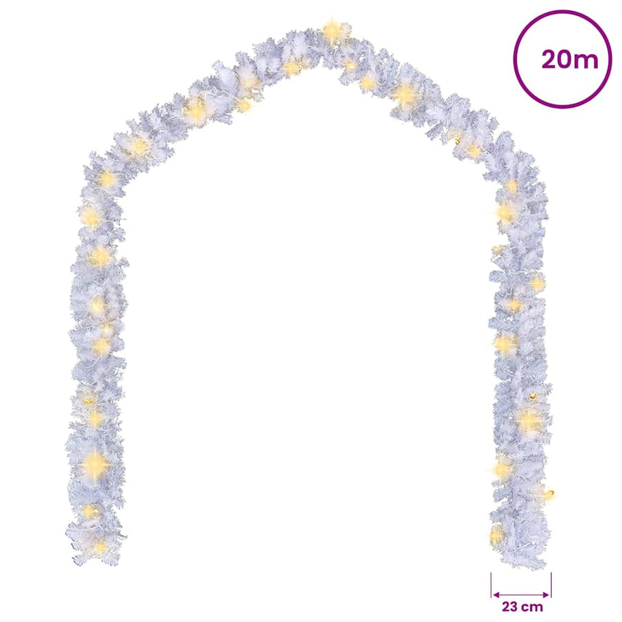 Christmas Garland with LED Lights 20 m White