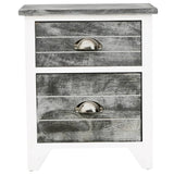 Nightstand Grey and White 38x28x45 cm Paulownia Wood - Side View