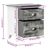 Nightstand Grey and White 38x28x45 cm Paulownia Wood - Close-Up Angle