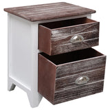 Nightstand Brown and White 38x28x45 cm Paulownia Wood - Side View