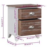 Nightstand Brown and White 38x28x45 cm Paulownia Wood - Rear View