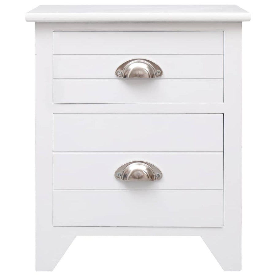 Nightstand White 38x28x45 cm Paulownia Wood