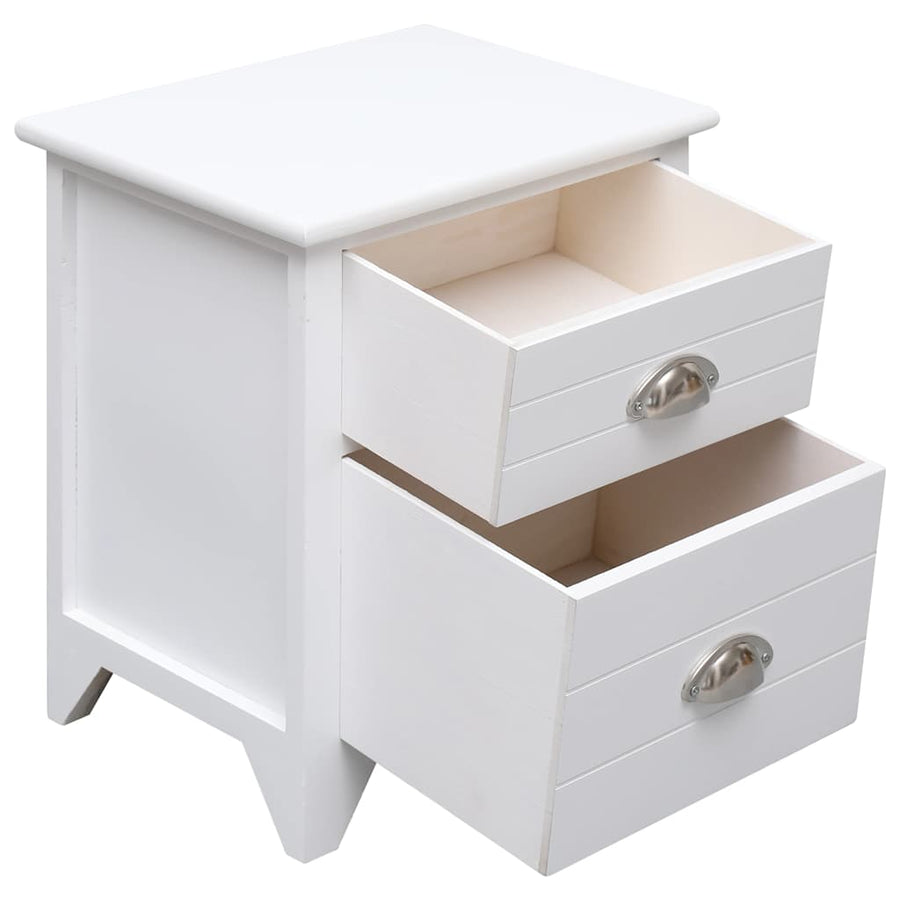 Nightstand White 38x28x45 cm Paulownia Wood