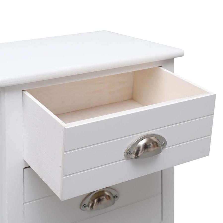 Nightstand White 38x28x45 cm Paulownia Wood