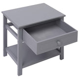 Nightstand Grey 40x29x42 cm Paulownia Wood - Front View