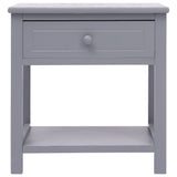 Nightstand Grey 40x29x42 cm Paulownia Wood - Side View