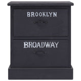 Nightstand Black 38x28x45 cm Paulownia Wood - Front View