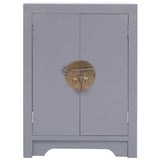 Bedside Cabinet Grey 38x28x52 cm Paulownia Wood - Front View