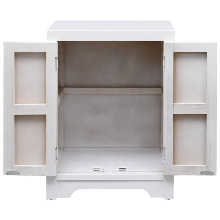 Bedside Cabinet White 38x28x52 cm Paulownia Wood