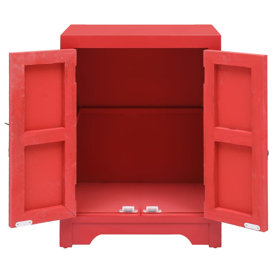 Bedside Cabinet Red 38x28x52 cm Paulownia Wood
