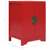 Bedside Cabinet Red 38x28x52 cm Paulownia Wood - Close-Up Angle