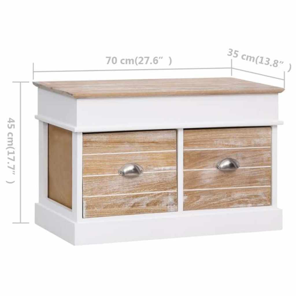 Hall Bench 70x35x45 cm Paulownia Wood