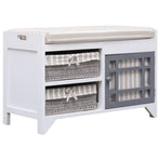 Hall Bench White 70x33.5x45 cm Paulownia Wood