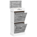 Shoe Cabinet Grey 50x28x98 cm Paulownia Wood