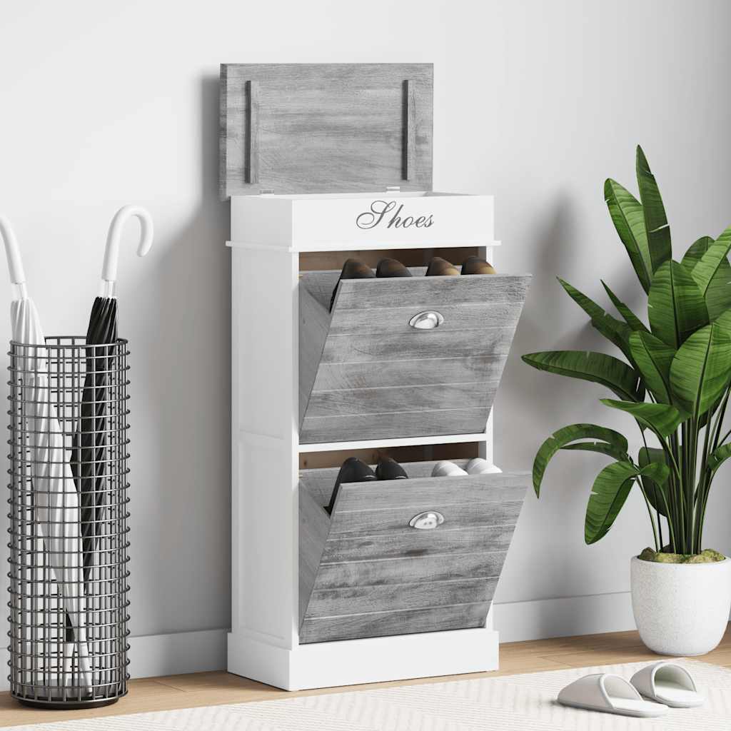Shoe Cabinet Grey 50x28x98 cm Paulownia Wood