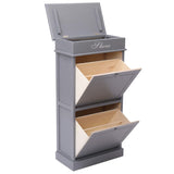 Shoe Cabinet Grey 50x28x98 cm Paulownia Wood - Top-Down View