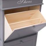 Shoe Cabinet Grey 50x28x98 cm Paulownia Wood - Rear View
