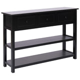 Sideboard Black 115x30x76 cm Wood - Front View