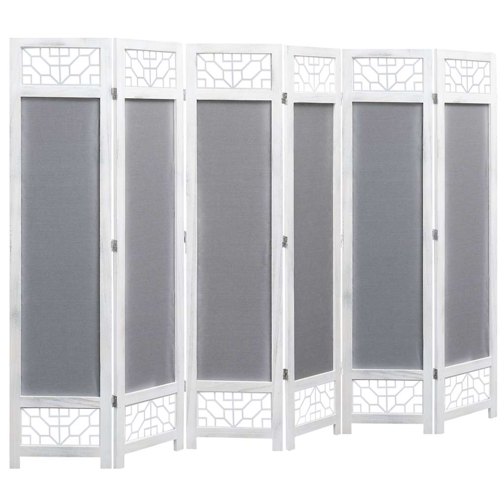 6-Panel Room Divider Grey 210x165 cm Fabric