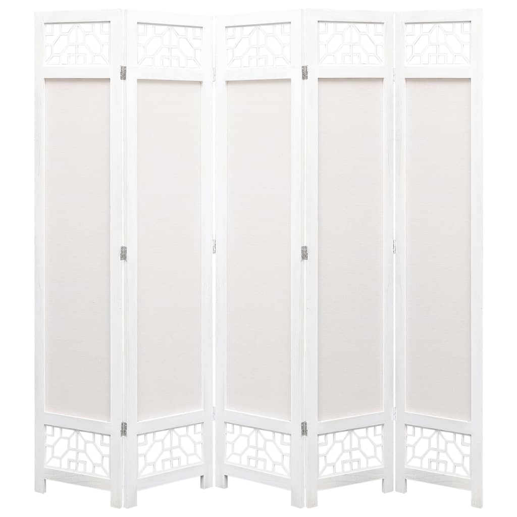 5-Panel Room Divider Cream 175x165 cm Fabric