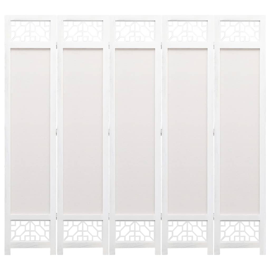 5-Panel Room Divider Cream 175x165 cm Fabric