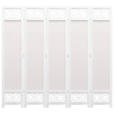5-Panel Room Divider Cream 175x165 cm Fabric - Side View