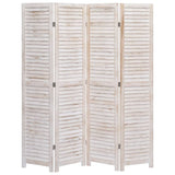 4-Panel Room Divider White 140x165 cm Wood - Front View