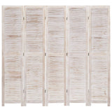 6-Panel Room Divider White 210x165 cm Wood - Side View